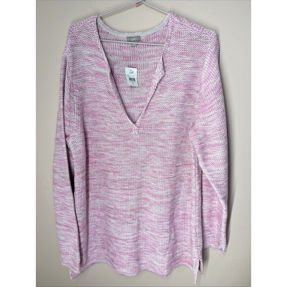 J. Jill Sweaters - NWT J Jill Sweater Tunic Pink White Marled Knit Size XL 100% Cotton